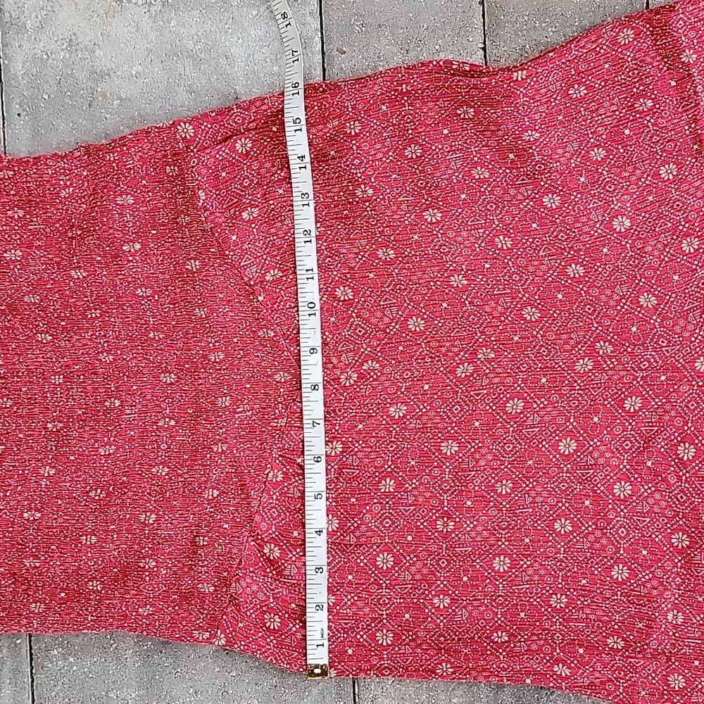 Timing Red Flare-Leg Jumpsuit Smocked Bodice Adjustable Straps Sz L - Picture 5 of 11